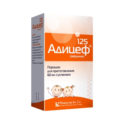 Адицеф 125 мг/5 мл порошок для приготовления суспензии для приема внутрь 60 мл флакон 1 шт