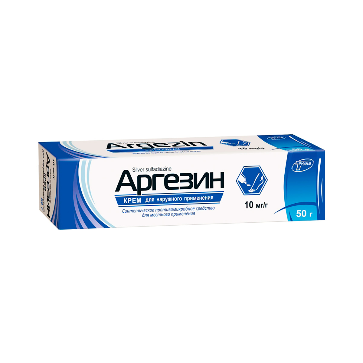 Аргезин 10 мг/г крем для наружного применения 50 г туба 1 шт