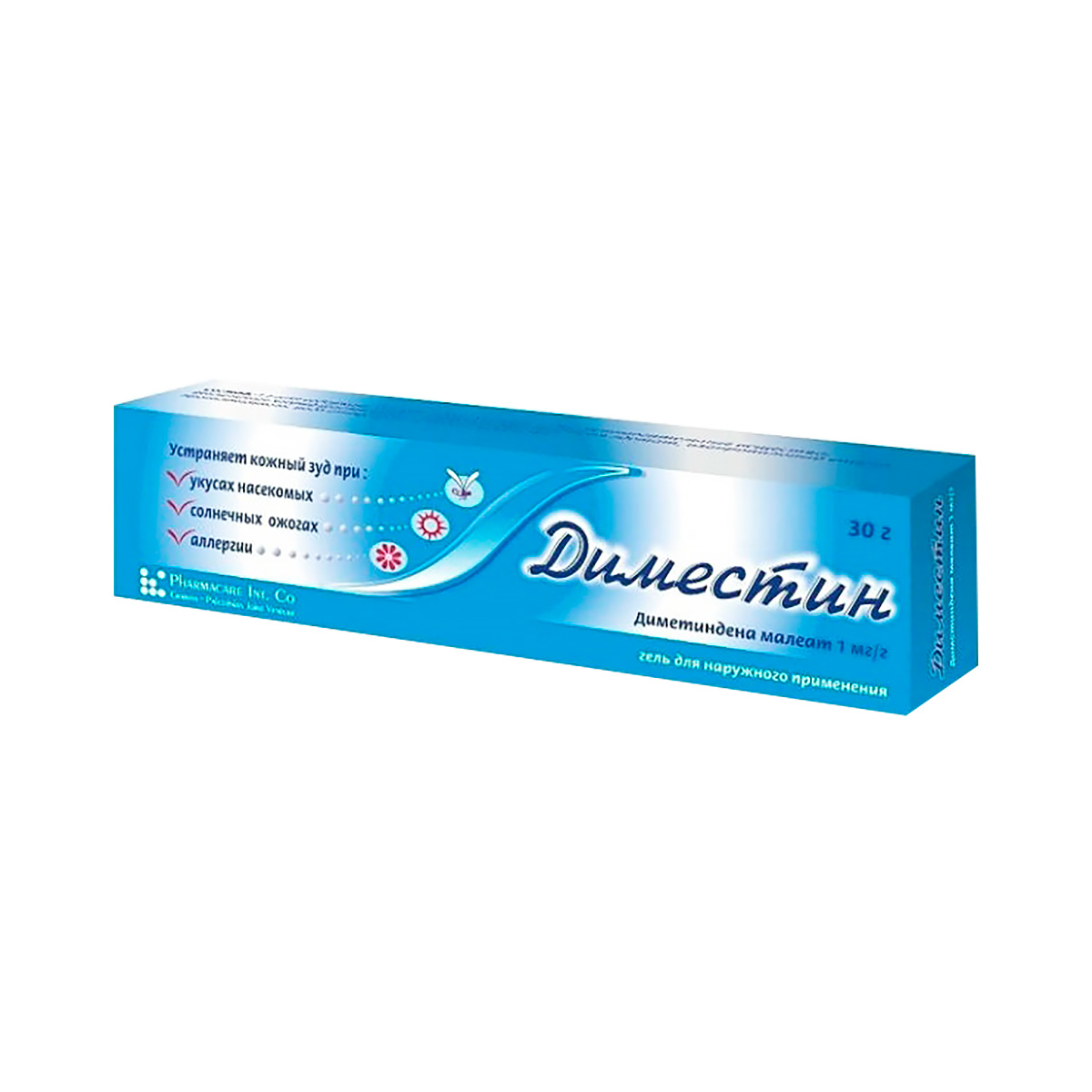 Диместин 1 мг/г гель для наружного применения 30 г туба 1 шт