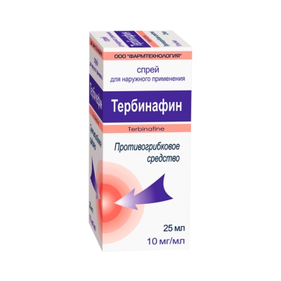 Тербинафин 10 мг/мл спрей для наружного применения 25 мл флакон 1 шт