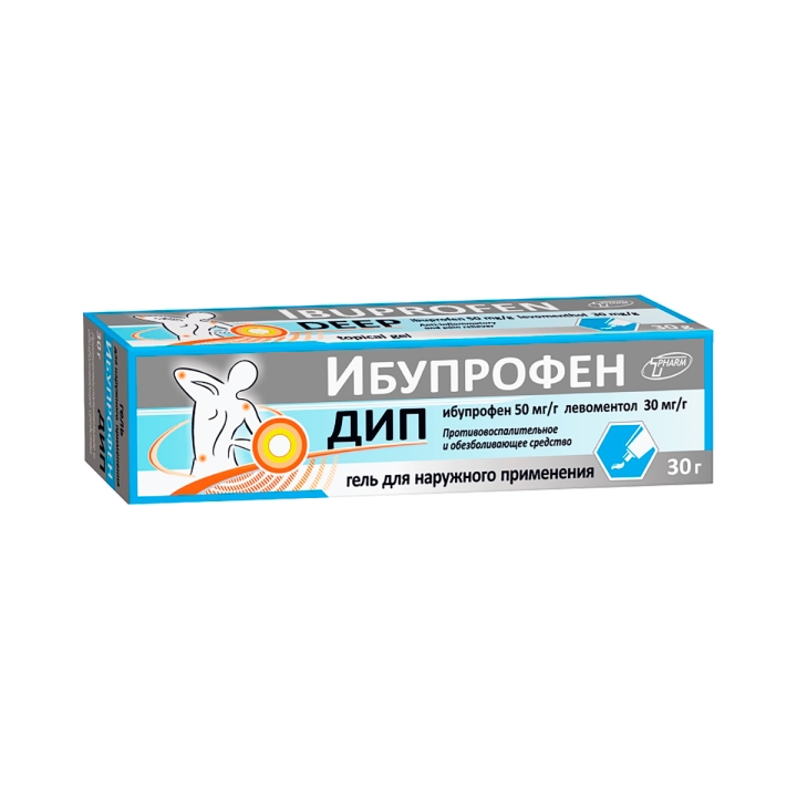 Ибупрофен Дип 50 мг+30 мг/г гель для наружного применения 30 г туба 1 шт