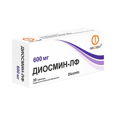 Диосмин-ЛФ 600 мг таблетки покрытые пленочной оболочкой 30 шт