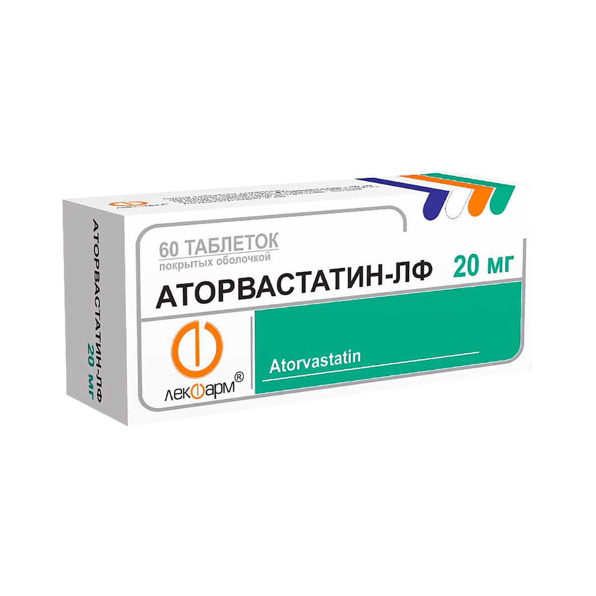 Аторвастатин-ЛФ 20 мг таблетки покрытые оболочкой 60 шт