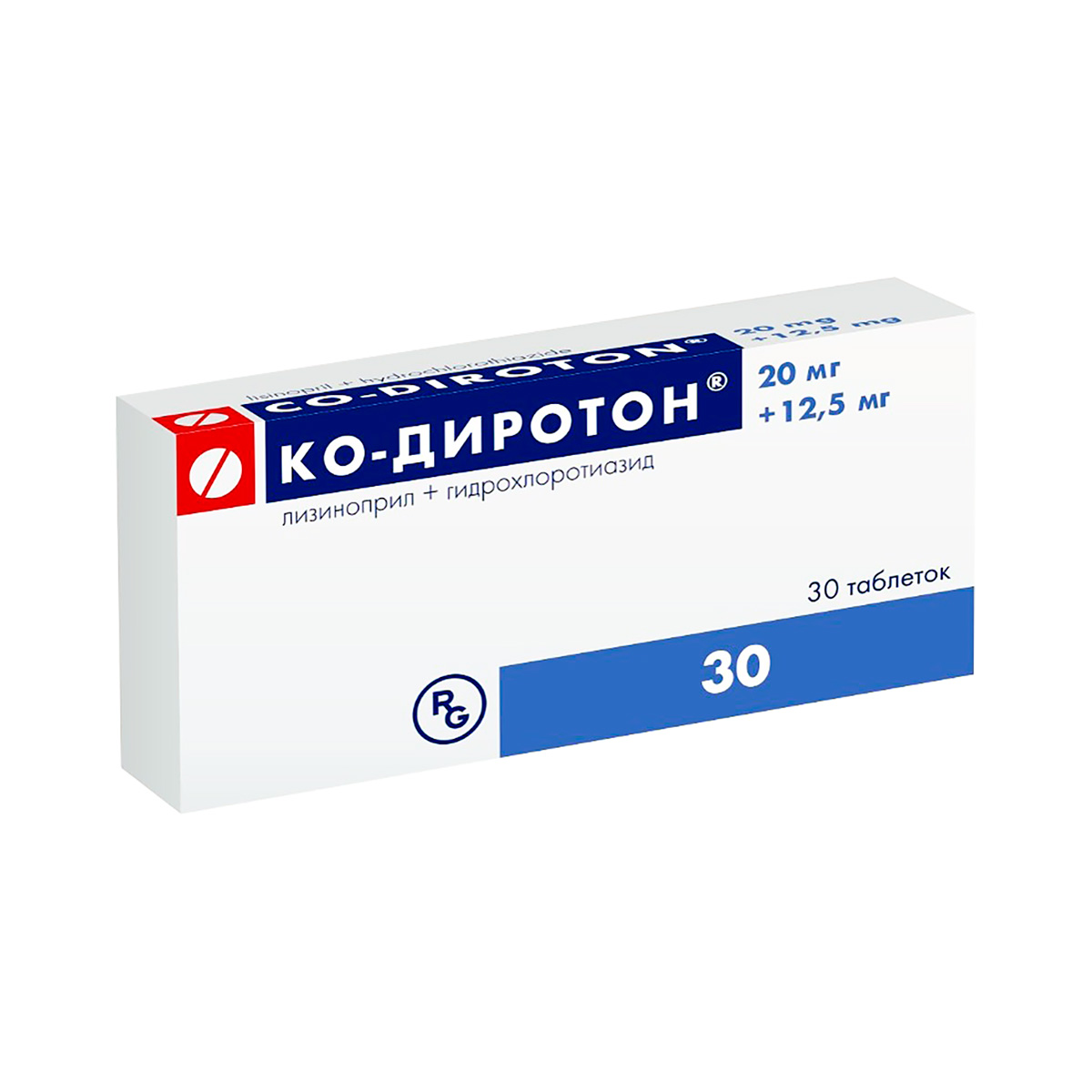 Ко-Диротон 20 мг+12,5 мг таблетки 30 шт