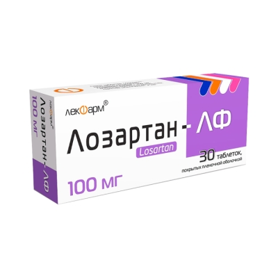 Лозартан-ЛФ 100 мг таблетки покрытые пленочной оболочкой 30 шт