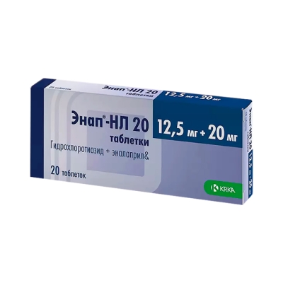 Энап-НЛ 20 20 мг+12,5 мг таблетки 20 шт