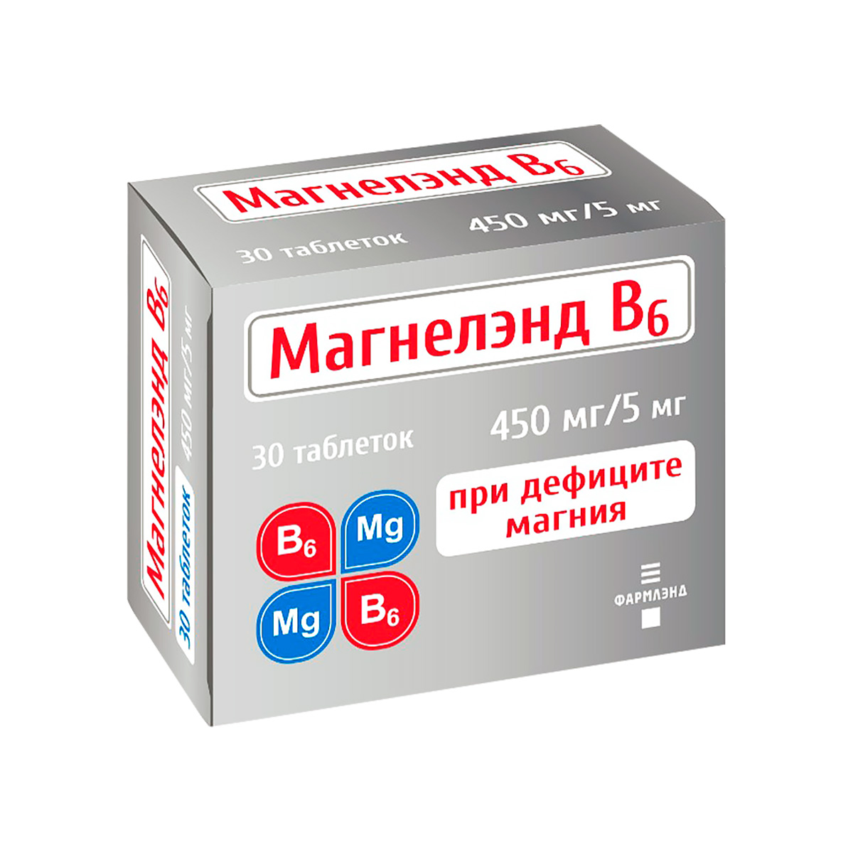 Магнелэнд В6 450 мг+5 мг таблетки 60 шт