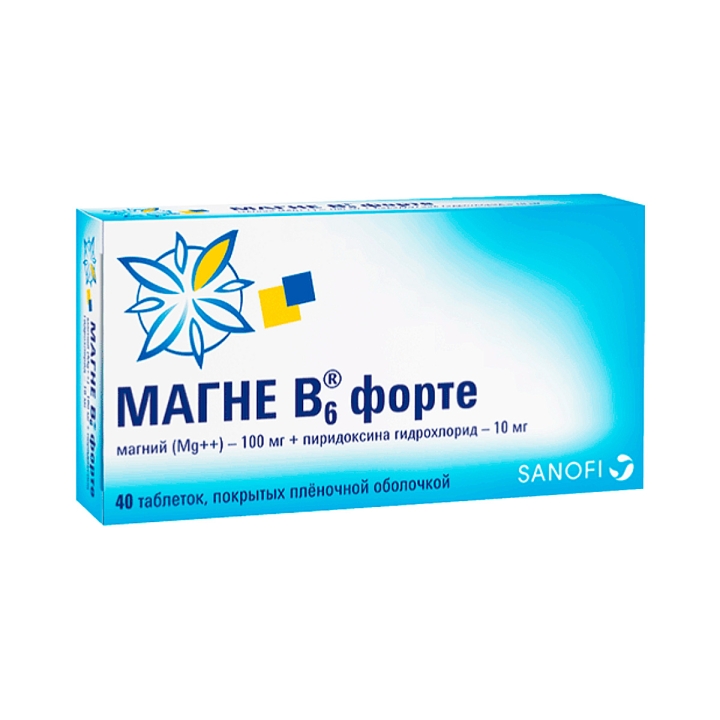 Магне В6 Форте 100 мг+10 мг таблетки покрытые пленочной оболочкой 40 шт