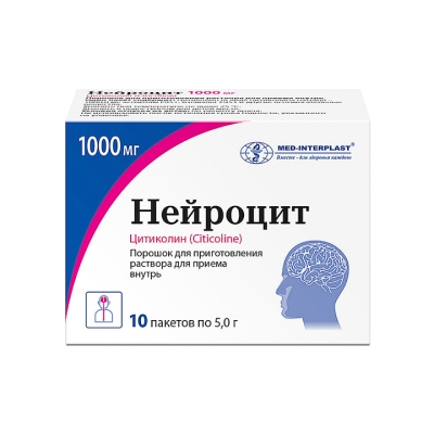 Нейроцит 1000 мг порошок для приготовления раствора для приема внутрь 5 г пакет 10 шт