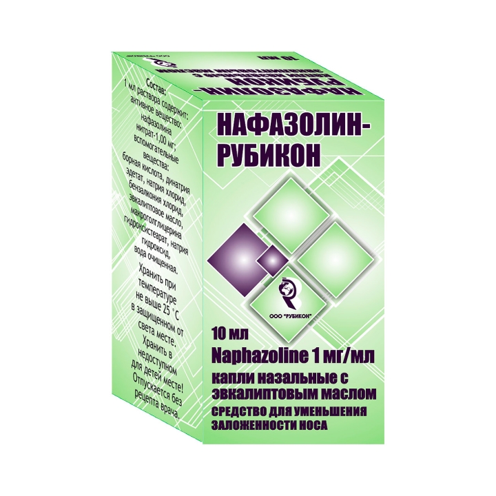 Нафазолин-Рубикон эвкалиптовое масло 1 мг/мл капли назальные 10 мл флакон 1 шт