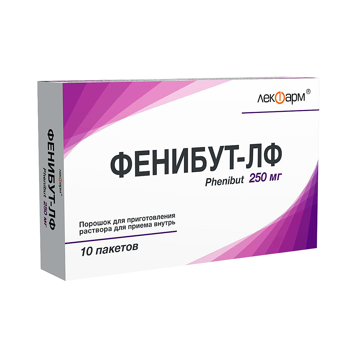 Фенибут-ЛФ 250 мг порошок для приготовления раствора для приема внутрь пакет 10 шт