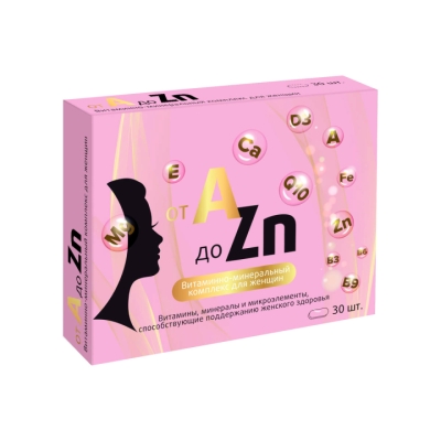 Витаминный комплекс А-Zn для женщин таблетки покрытые оболочкой 1100 мг 30 шт Витамир