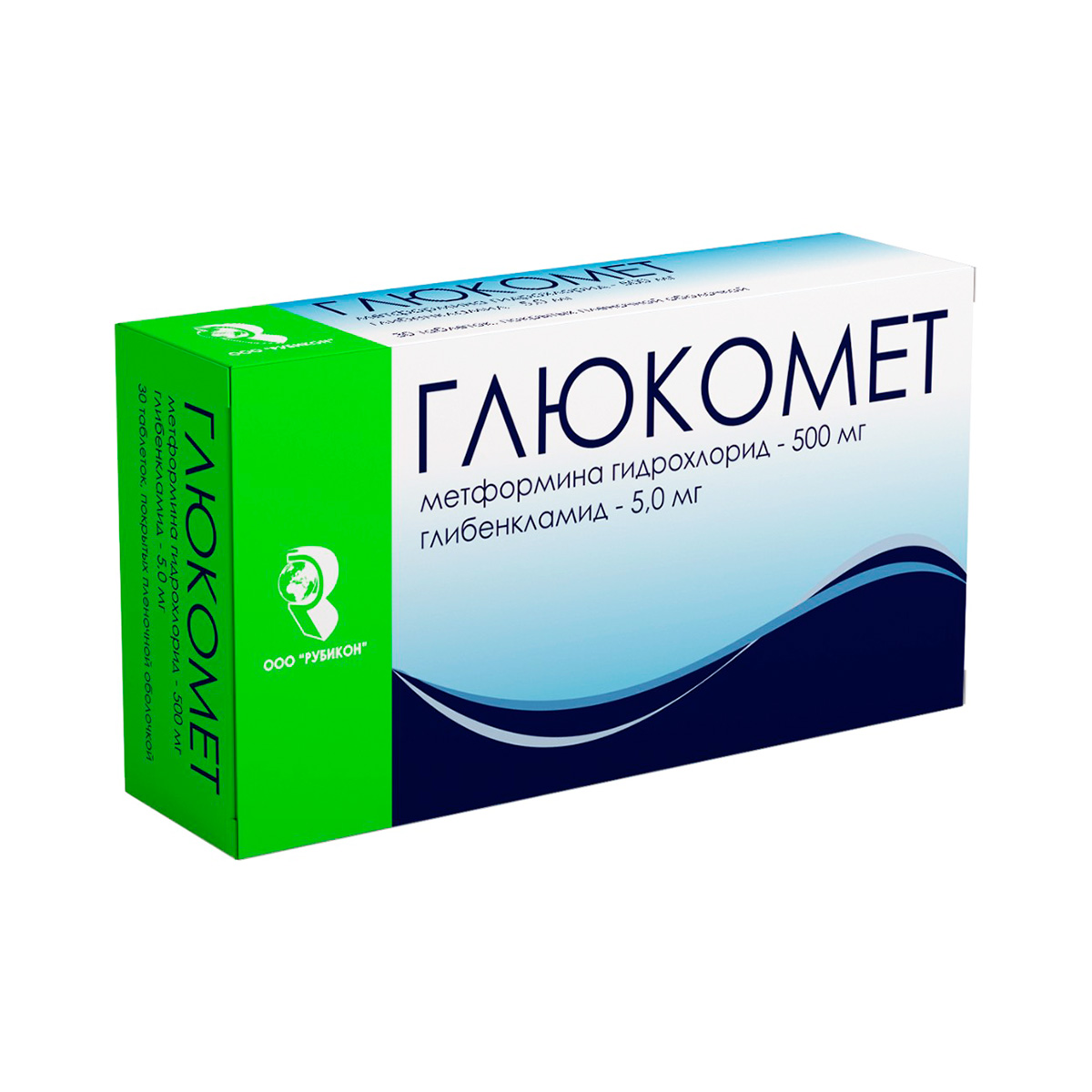 Глюкомет 500 мг+5 мг таблетки покрытые пленочной оболочкой 30 шт
