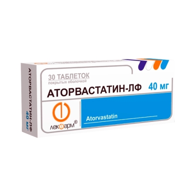 Аторвастатин-ЛФ 40 мг таблетки покрытые оболочкой 30 шт