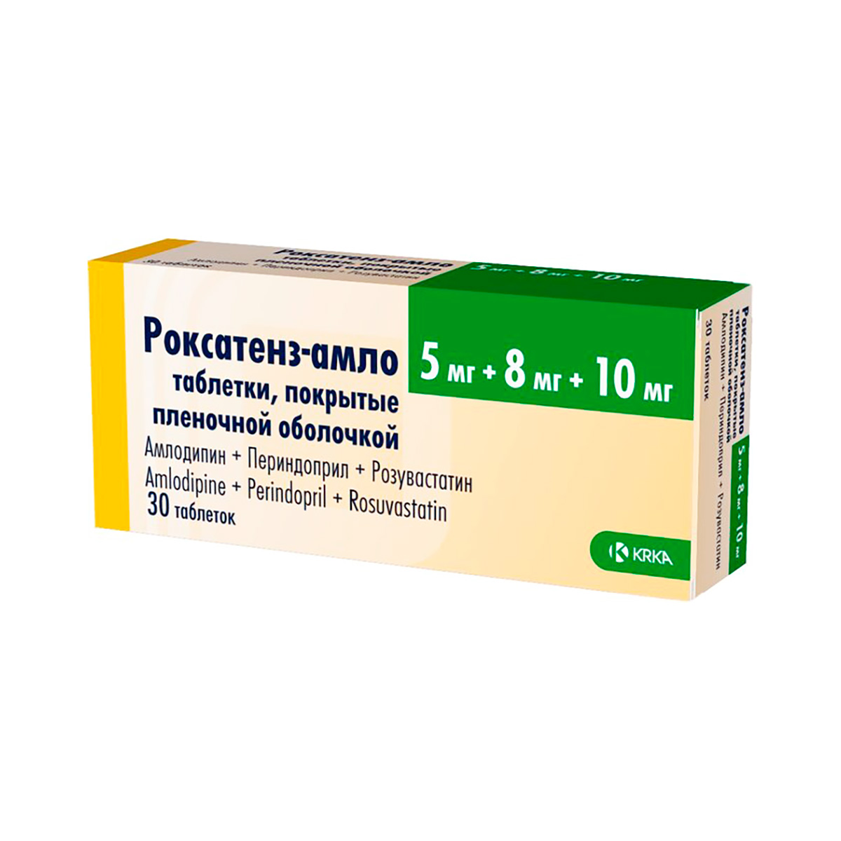 Роксатенз-амло 8 мг+5 мг+10 мг таблетки покрытые пленочной оболочкой 30 шт