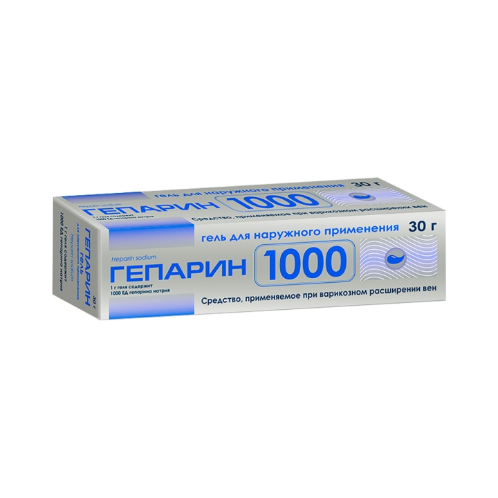 Гепарин 1000 МЕ/г гель для наружного применения 30 г туба 1 шт