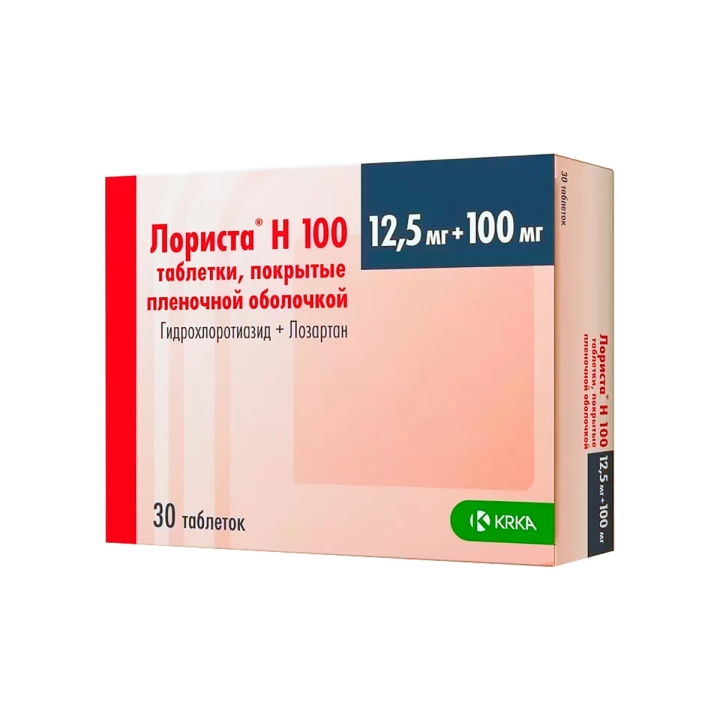 Лориста Н 100 мг+12,5 мг таблетки покрытые пленочной оболочкой 30 шт