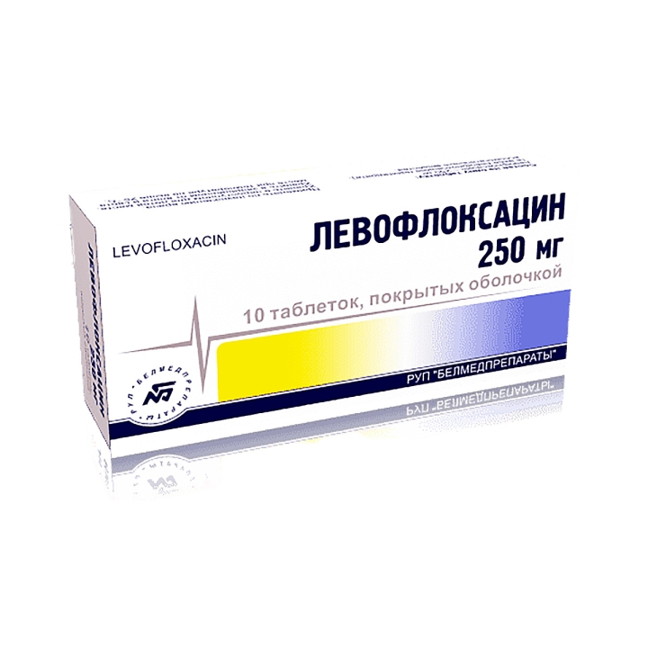 Левофлоксацин 250 мг таблетки покрытые оболочкой 10 шт