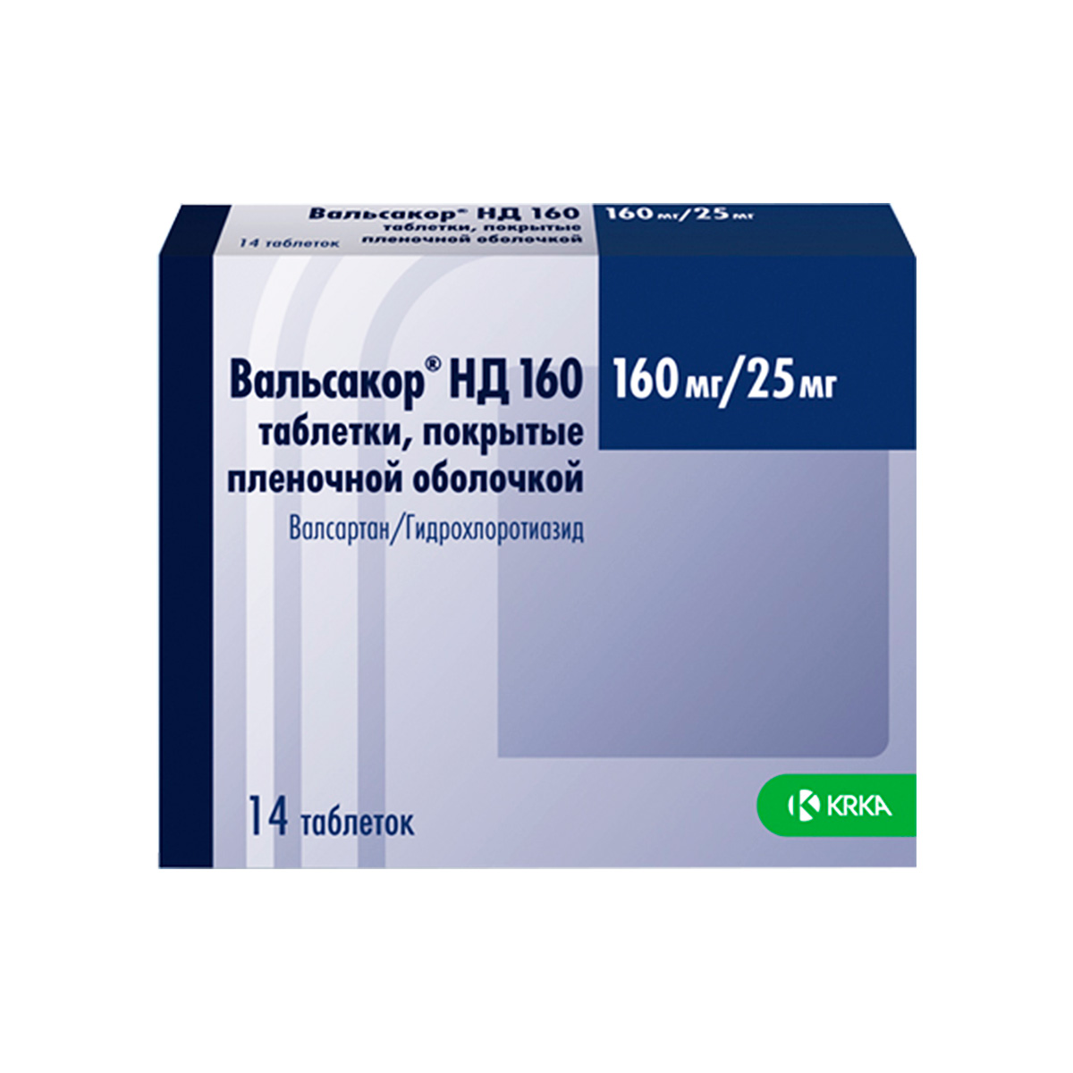 Вальсакор НД 160 мг+25 мг таблетки покрытые пленочной оболочкой 14 шт