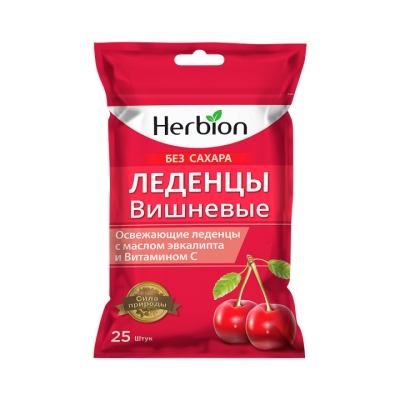 Herbion леденцы вишня без сахара 2,5 г 25 шт