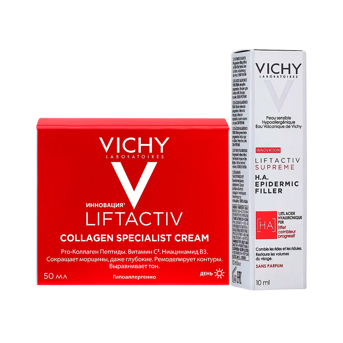 Vichy набор Liftactiv Collagen Specialist крем с усиленной формулой 50 мл 1 шт + Liftactiv Supreme сыворотка-филлер 10 мл 1 шт