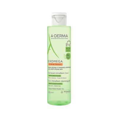 A-Derma Exomega Control очищающий гель 2в1 для тела и волос 200 мл 1 шт