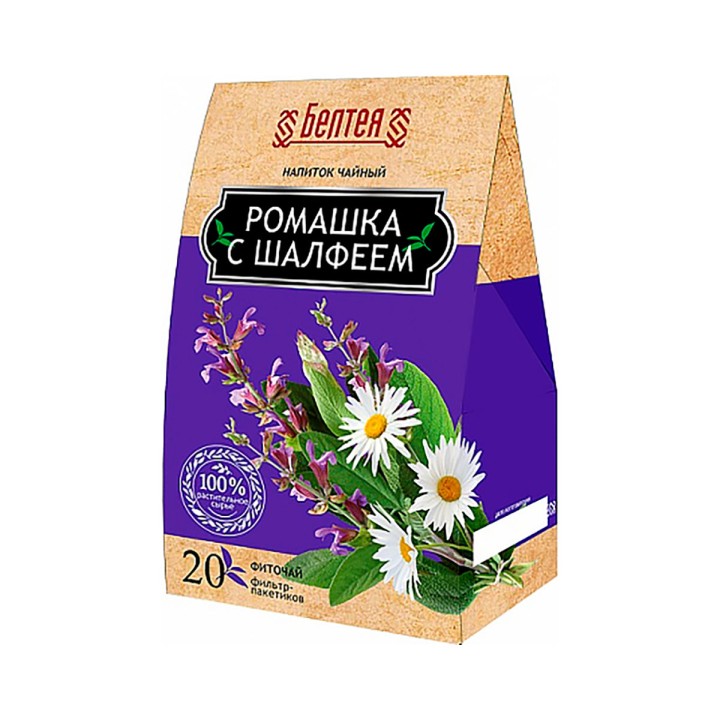 Фиточай Ромашка с шалфеем 1,2 г фильтр-пакет 20 шт Белтея