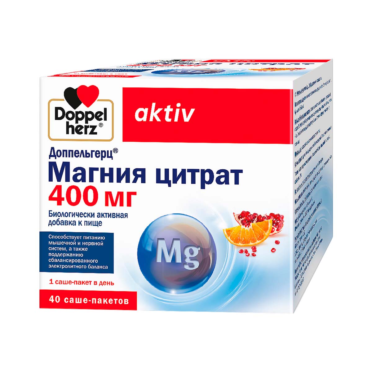 Доппельгерц Актив Магния цитрат 400 мг порошок 6 г саше 40 шт