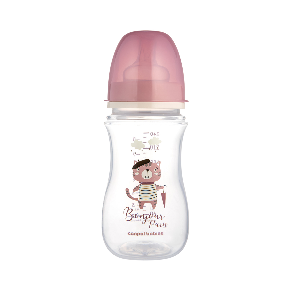 Canpol Babies Bonjour Paris бутылочка для кормления антиколиковая от 3 месяцев 240 мл розовая 1 шт
