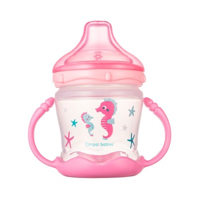 Canpol Babies Love & Sea поильник-непроливайка с силиконовым носиком от 9 месяцев 180 мл розовый 1 шт