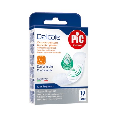 Pic Solution Delicate пластырь с антибактериальной подушечкой для чувствительной кожи 2,5х7,2 см 10 шт