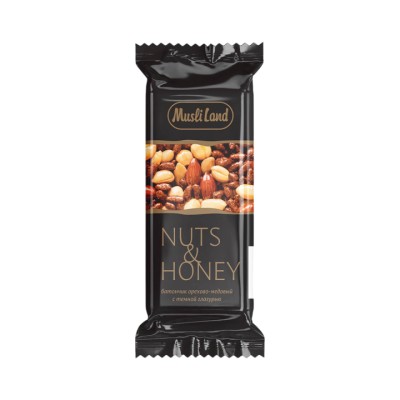 Nuts & Honey батончик медово-ореховый с тёмной глазурью 45 г 1 шт Musli Land