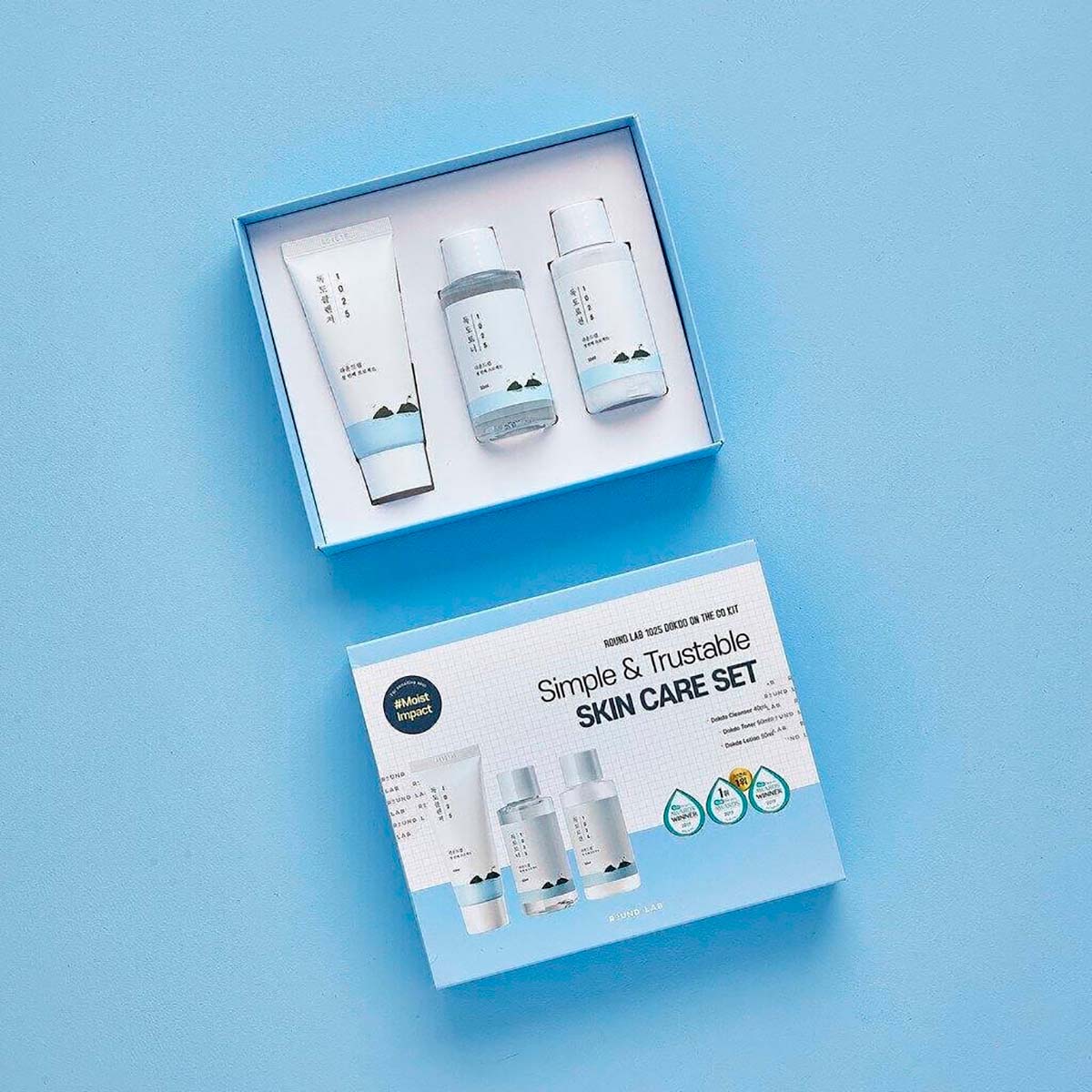 Round Lab 1025 Dokdo On The Go Kit увлажняющий набор пенка для умывания 40 мл 1 шт + тонер 50 мл 1 шт + лосьон 50 мл 1 шт