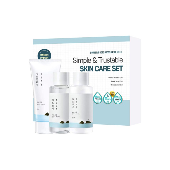 Round Lab 1025 Dokdo On The Go Kit увлажняющий набор пенка для умывания 40 мл 1 шт + тонер 50 мл 1 шт + лосьон 50 мл 1 шт
