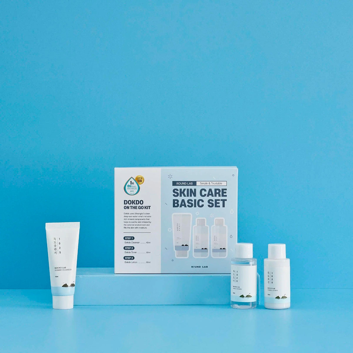 Round Lab 1025 Dokdo On The Go Kit увлажняющий набор пенка для умывания 40 мл 1 шт + тонер 50 мл 1 шт + лосьон 50 мл 1 шт
