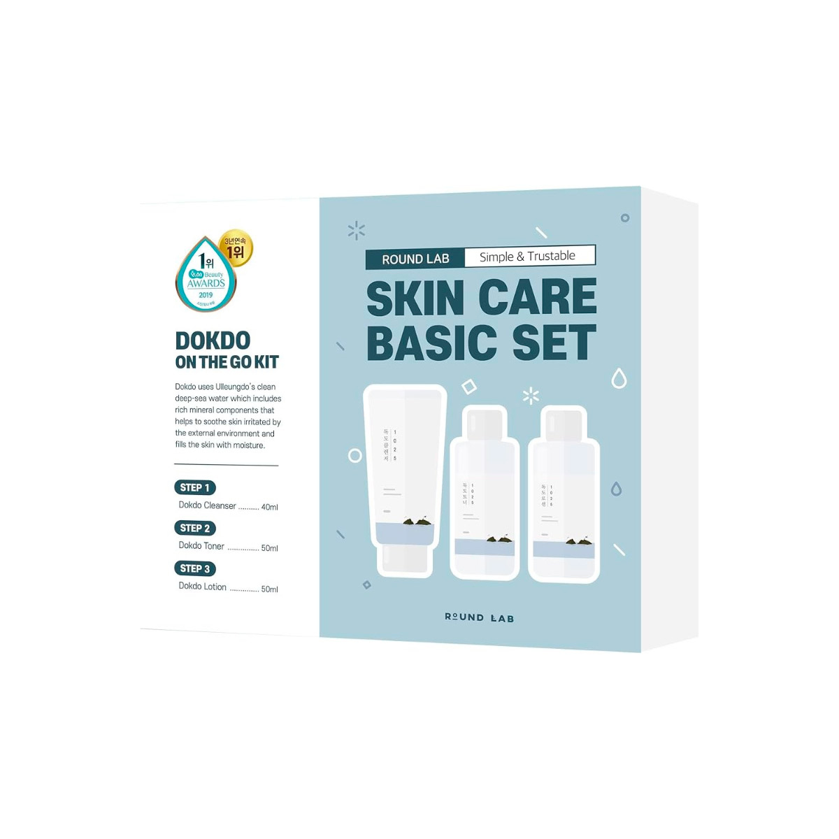 Round Lab 1025 Dokdo On The Go Kit увлажняющий набор пенка для умывания 40 мл 1 шт + тонер 50 мл 1 шт + лосьон 50 мл 1 шт