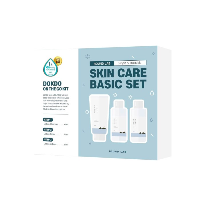 Round Lab 1025 Dokdo On The Go Kit увлажняющий набор пенка для умывания 40 мл 1 шт + тонер 50 мл 1 шт + лосьон 50 мл 1 шт