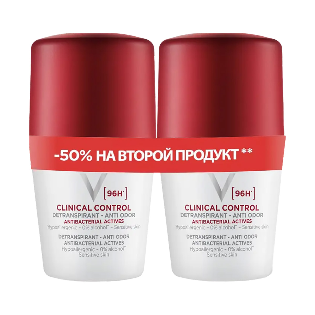 Vichy Clinical Control 96 ч шариковый дезодорант-антиперспирант 50 мл 2 шт