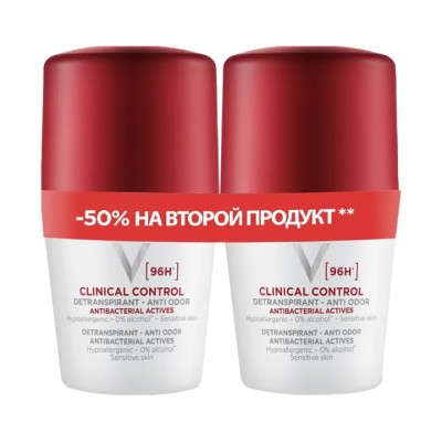 Vichy Clinical Control 96 ч шариковый дезодорант-антиперспирант 50 мл 2 шт