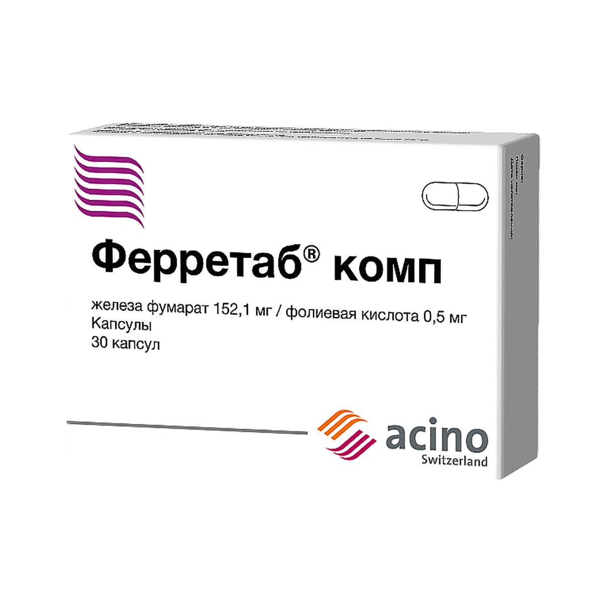 Ферретаб Комп 152,1 мг+0,5 мг капсулы 30 шт