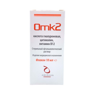 OMK2 раствор офтальмологический стерильный на основе кислоты гиалуроновой, цитиколина, витамина В12 флакон 10 мл 1 шт Omikron
