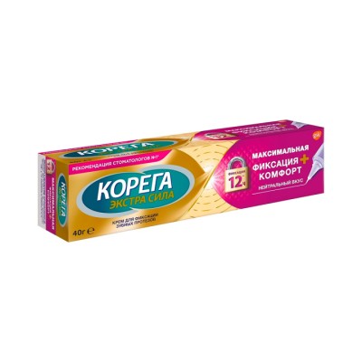 Корега Максимальная фиксация + Комфорт крем для фиксации зубных протезов 40 г туба 1 шт