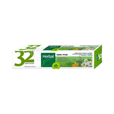 32 жемчужины Herbal Семь трав зубная паста 100 г туба 1 шт