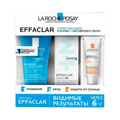 La Roche-Posay набор для борьбы с несовершенствами кожи Effaclar очищающий гель 50 мл 1 шт + Effaclar DUO+M тройной корректирующий крем-гель 15 мл 1 шт + Anthelios UVMune 400 флюид 3 мл 1 шт