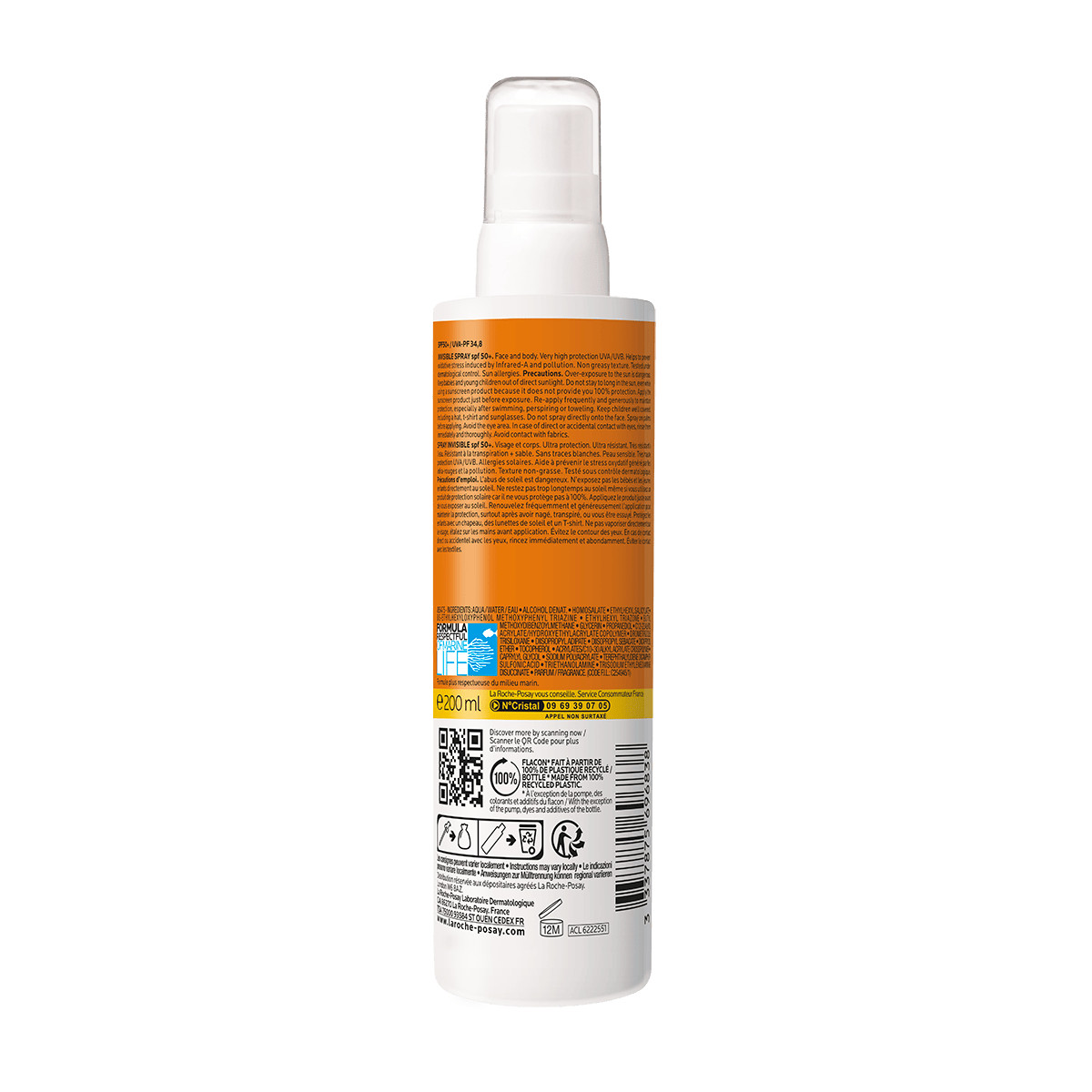 La Roche-Posay Anthelios солнцезащитный невидимый спрей для лица и тела SPF 50+ 200 мл 1 шт