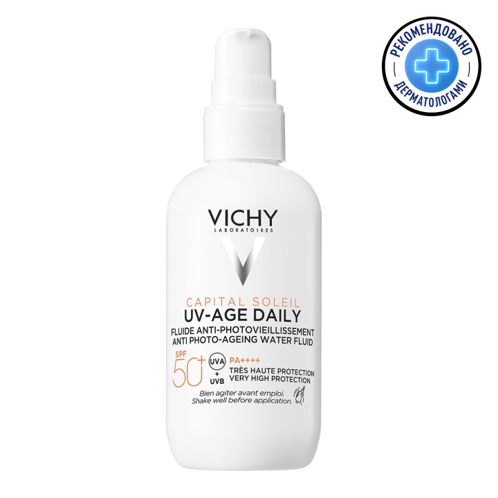 Vichy Capital Soleil UV-Age Daily SPF 50+ невесомый солнцезащитный флюид для лица против признаков фотостарения 80 мл 1 шт