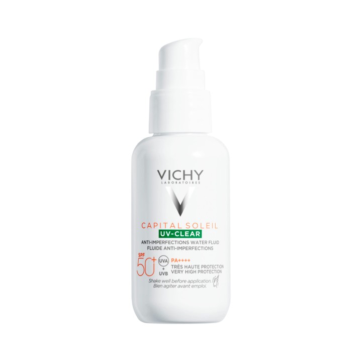 Vichy Capital Soleil UV-Clear SPF 50+ невесомый солнцезащитный флюид для лица против несовершенств 40 мл 1 шт