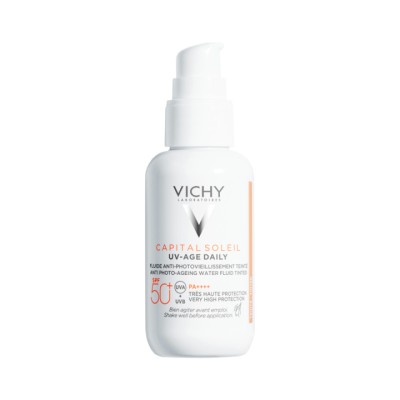 Vichy Capital Soleil UV-Age Daily SPF 50+ невесомый тонирующий солнцезащитный флюид для лица против признаков фотостарения 40 мл 1 шт
