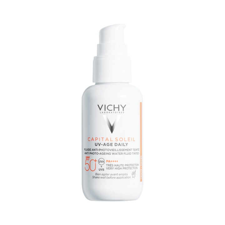 Vichy Capital Soleil UV-Age Daily SPF 50+ невесомый тонирующий солнцезащитный флюид для лица против признаков фотостарения 40 мл 1 шт