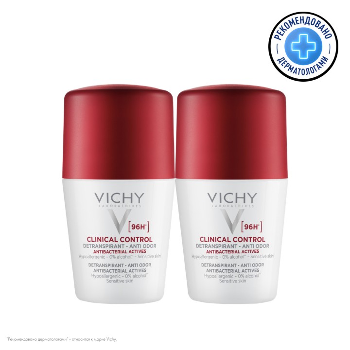 Vichy Clinical Control 96 ч шариковый дезодорант-антиперспирант 50 мл 2 шт